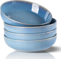 GBHOME 8.75'' Large Ceramic Pasta Bowls, 38oz Stoneware Pasta Serving Bowls Set of 4 for Kitchen, Wide Bowls for Fruit,Pasta,Salad,Oatmeal,Meal, Microwave Safe, Reactive Glaze-Alaskan Blue
