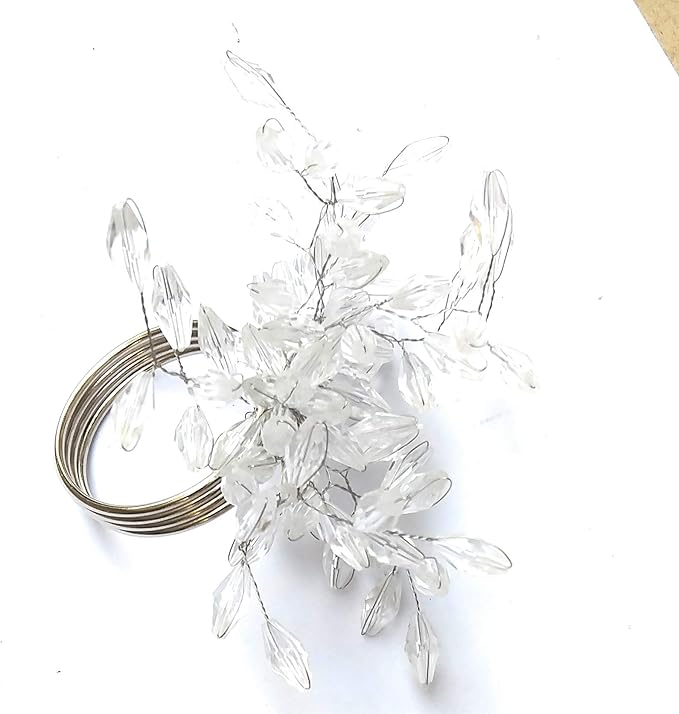 Napkin Rings Set of 12 for Dining Table Decoration Parties Everyday Metal Napkin Holder Leaf White (Pack of 12)