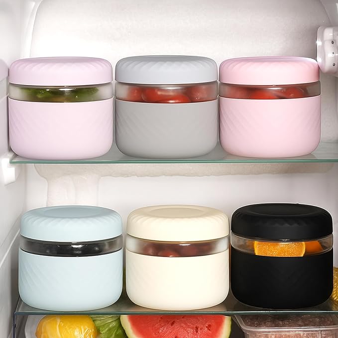 24 oz Glass Lunch Bowl Containers with Lids 2 Pack | Leak & Spill Proof, BPA-Free, Microwave & Dishwasher Safe | Airtight Meal Prep & Food Storage Jar for Lunch, Salad, Soup, Oats, Stew, Yogurt