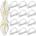 KPOSIYA Napkin Rings Set of 48, Metal Silver Napkin Rings Bulk for Table Settings, D-Shape Napkin Holders Rings for Dinner Table Decor, Easter, Fall,Thanksgiving, Christmas, Party,（Silver 48 pcs）