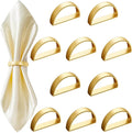 20 Pcs Stainless Steel Napkin Rings Valentine's Day Metal Napkin Ring Holders Modern Serviette Buckles Metallic Adornment for Table Kitchen Dinner Party Wedding (Matte Gold Semicircle)