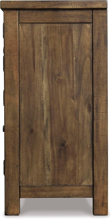 Signature Design by Ashley Moriville Vintage Casual Dining Room Buffet or Server with 4 Cabinets & Center Display Shelf, 2 Drawers, Wood, 56" Wide, Brown
