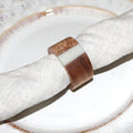 Wooden Napkin Rings Set of 8 for Dinning Table Decor - Acacia Wood Resin Napkin Holde for Cloth Napkin (Round Shape,Ivory Color)