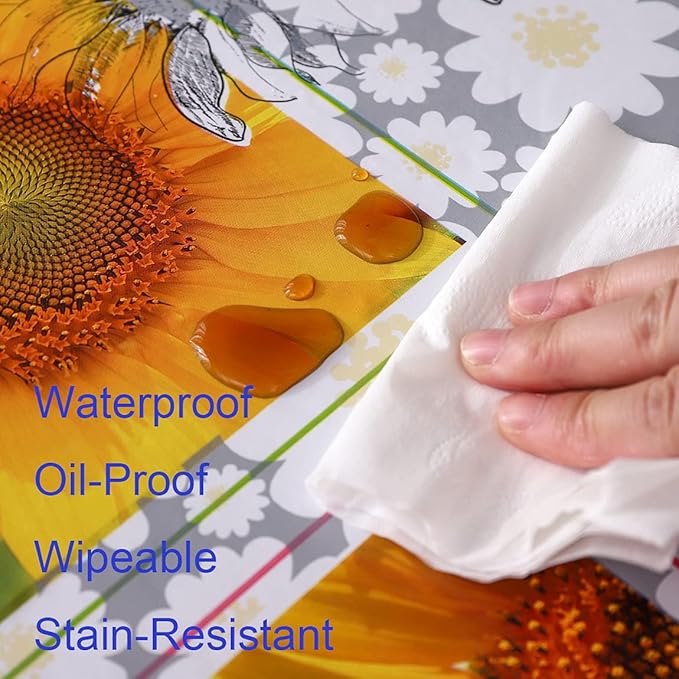 Walrus Round Vinyl Fitted Tablecloth with Flannel Backing Elastic Edge Design Table Cover Waterproof Oil-Proof PVC Table Cloth Stain-Resistant Best for 32"-36" Round
