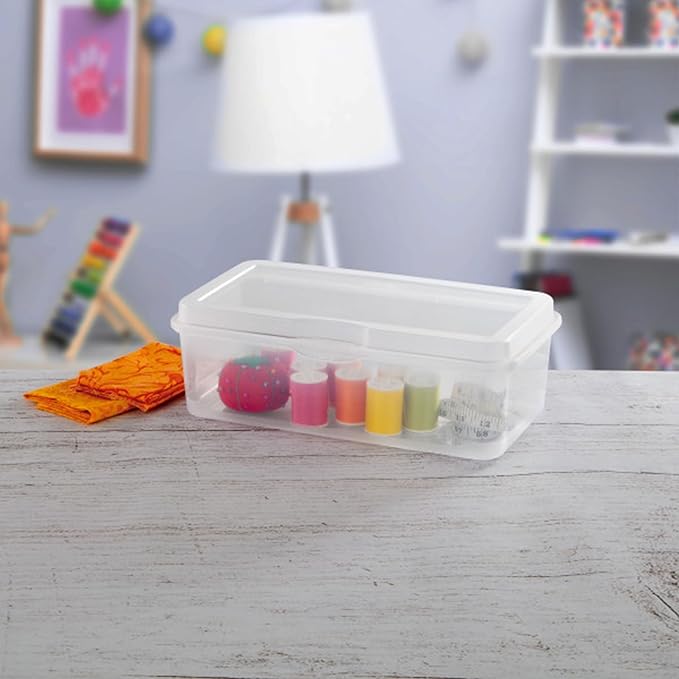 Sterilite 12-Pack FlipTop Stackable Rectangular Storage Bin with Hinging Lid, Clear