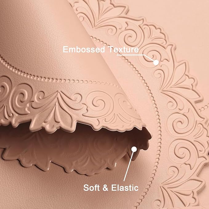 Noctiflorous Round Faux Leather 15 Inch Placemats Set of 6 Waterproof Wipeable Heat Resistant Tablemat for Dining Table Kitchen Non Slip Oilproof Table Place Mat for Indoor Outdoor(Pink, 6)