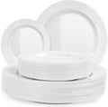 Aya's 120 Pack White Plastic Plates for Party - Round, Heavy Duty, Disposable Plate Set, 60 Each of 10" Dinner and 7.5" Salad Dessert Plates - Ideal for Weddings, Holidays, and Special Events