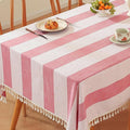 TruDelve Cotton Square Tablecloth Red Striped Tablecloths Ourdoor Table Cloth Square Tables Cloth Tablecloth for Card Table Cover (55"x55", Red)