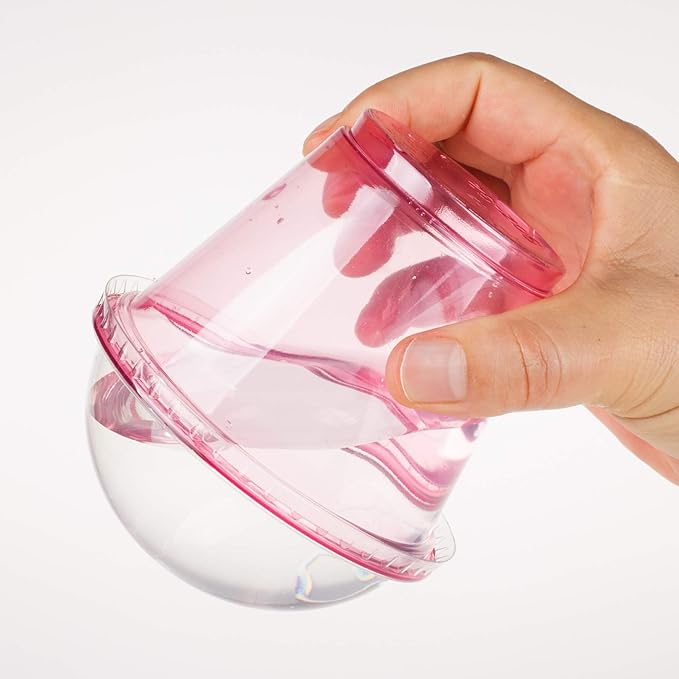 Golden Apple, 9oz-50sets Pink Red Plastic Cups with Clear Dome lids No Hole(50cups + 50lids)…