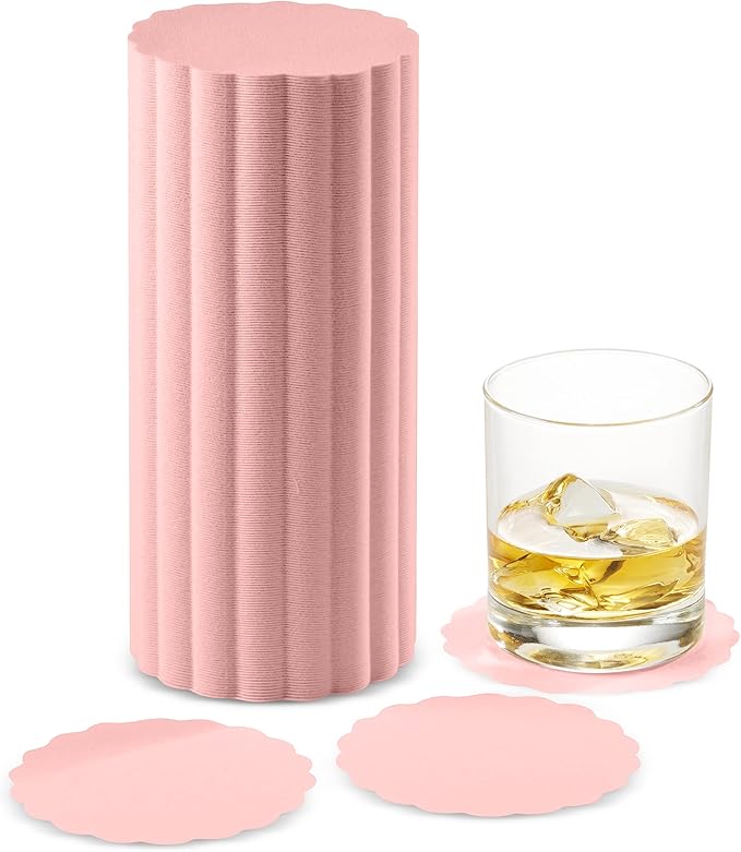 Disposable Pink Paper Coasters for Drinks, 3.5 Inch Round Coasters for Bar, Cocktail, Beverage, Wine Or Event, 500 Pack Bulk