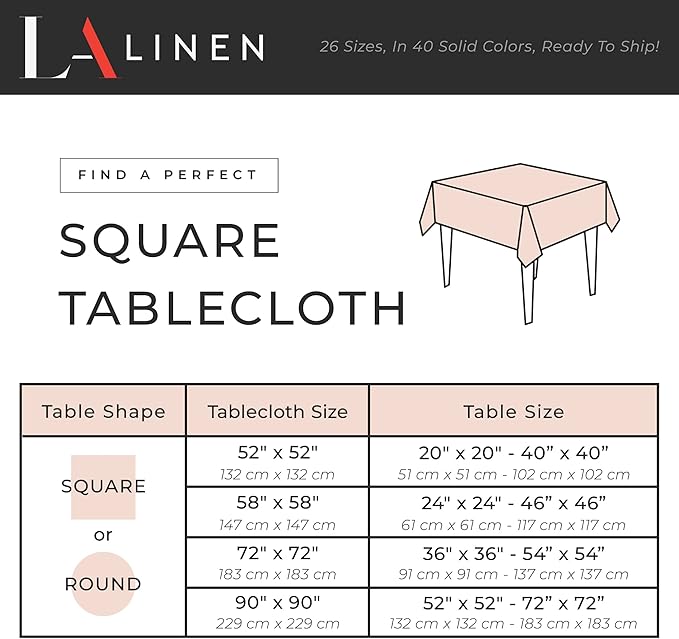 LA Linen Polyester Poplin Washable Square Tablecloth, Stain and Wrinkle Resistant Table Cover 72x72, Fabric Table Cloth for Dinning, Kitchen, Party, Holiday 72 by 72-Inch, Blue Light