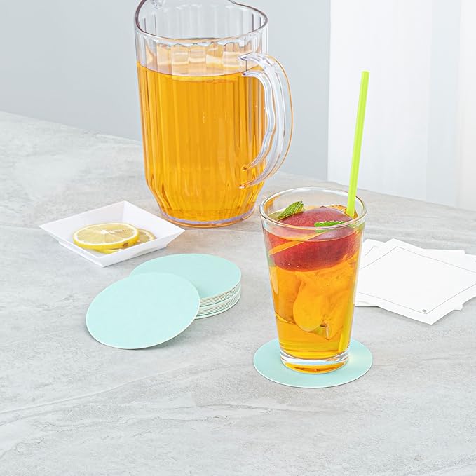 Restaurantware Paper Coasters 1000 Pack of 3.5 Inch Disposable Beverage Coasters Absorbent for Hot and Cold Drinks Turquoise Coffee Cup Essentials for Table Decor, Kitchen, Home or Living Room