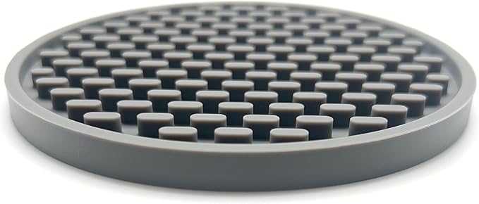 Happitasa 4.25 Inch Bar Mat Style Silicone Beverage Coasters, Set of 6 with Holder (Grey)