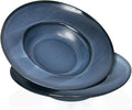 Rimmed Pasta Plate 9.5 oz, Pasta Bowl 2-Piece Set, Shallow Bowl Plate, Ceramic Wide Rimmed Soup Bowl, Best Choice for High-end Restaurants, Hotels and Gourmets, 9-inch Blue