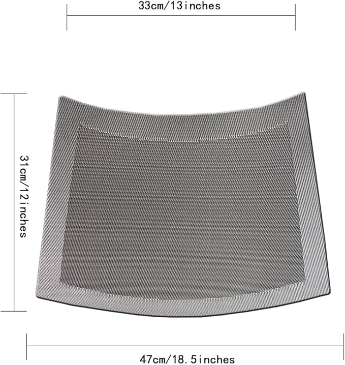 Wedge Shape Placemats for Round Dinner Table Woven Vinyl Wipe Clean Non Slip Plastic Table Mats Set of 4（Grey）