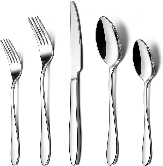 LIANYU 60 Piece Silverware Flatware Set for 12, Stainless Steel Home Kitchen Hotel Restaurant Cutlery Set, Eating Utensils, Mirror Finished, Dishwasher Safe