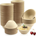 LeonBach 100 Pack 6oz Natural Bagasse Fiber Bowls, Small Disposable Paper Bowls Microwavable Safe Sample Snack Cups Charcuterie Serving Cups for Sauce Portion Condiment Ice Cream Desserts