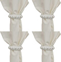 Split P Sun Washed Bead Napkin Ring Set of 4 | Rustic Cream Mango Wood Napkin Holders with Beaded Design | 0.75" x 2.5" | Farmhouse, Coastal & Boho Table Decor
