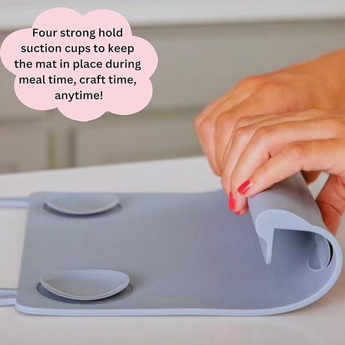 The Table Tyke Silicone Placemat with Table Edge Bumper for Baby Toddler Suction Cup Safety Mat (Slate Grey)