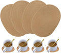 4 Pack Oval Woven Placemats and Set of 4 Round Fabric Coasters, Cotton Braided Tablemat Set, Heat-Resistant Pot Holders, 11.5 * 15.8'' Washable Plate Chargers for Christmas Table Decoration