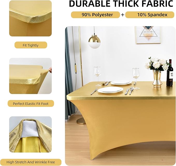 2-Pack 4ft Spandex Table Covers for Rectangular Folding Tables - Wrinkle Resistant Stretch Tight Table Cloths - Ultimate Fitted Table Protector for Parties, Banquet, and Wedding