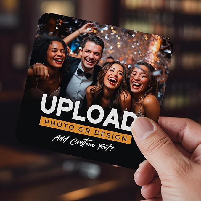 10 Pack Personalized Drink Coasters, Custom Cardboard Coasters with Photo and Text, Design Your Own Coaster for Events, Parties, Bars, and Unique Gifts, 3.95" Round, Design 1