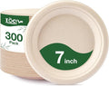 Paper Plates Compostable 300-Count 7 Inch Disposable Heavy Duty Party Small Plates Bulk for Appetizer Dessert Cake Biodegradable Birthday Holiday Kids Party Supplies