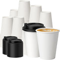100 Pack 12 oz Disposable Coffee Cups with Lids, Paper Coffee Cups for Hot/Cold Drinks, Leak-Proof To Go Cups for Home, Cafes, Events and Office