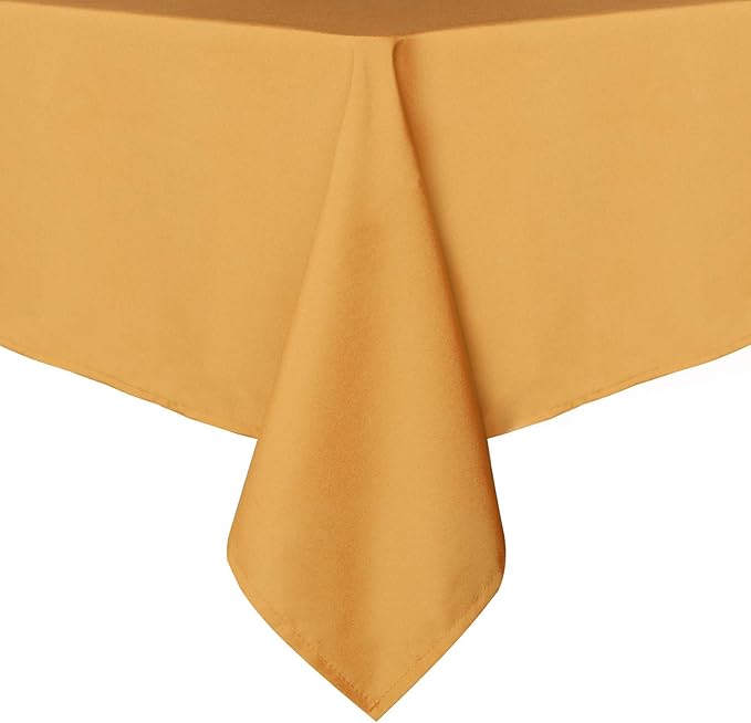 sancua Rectangle Tablecloth - 70 x 70 Inch - Stain and Wrinkle Resistant Washable Polyester Table Cloth, Decorative Fabric Table Cover for Dining Tables, Buffet Parties and Camping, Gold