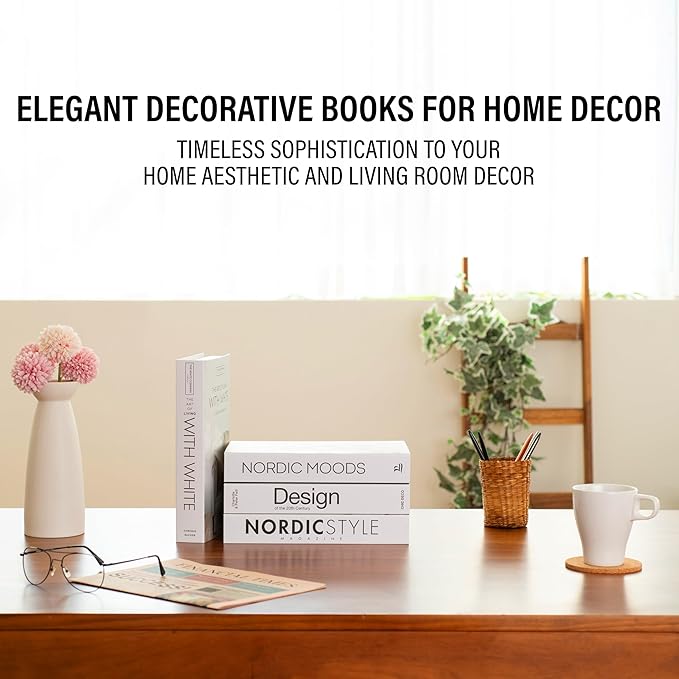 Mono Large | 4 PCS Faux Decorative Books for Home Decor | Not Real Books (Cardboard Boxes) | Coffee Table, Shelf Styling & Modern Aesthetic Accent Pieces for Living Room, Office