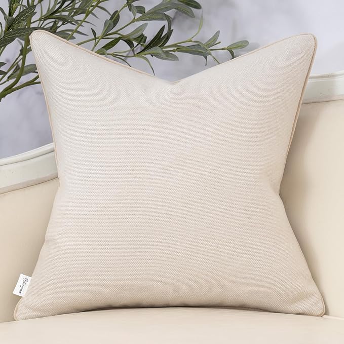 Yangest Neutral Floral Pillow Cover 20 x 20 Inches, Vintage Chenille Square Throw Pillow Cover Soft Decorative Farmhouse Accent Couch Pillow Cover for Living Room Bedroom, Beige
