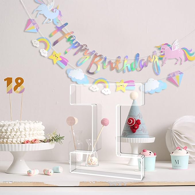 11" Acrylic Letter Charcuterie Tray, Charcuterie Letters Fillable Box for Food, Reusable Serving Cake Candy Dish Display Tray for Birthday Anniversary Party Decoration (Letter I)