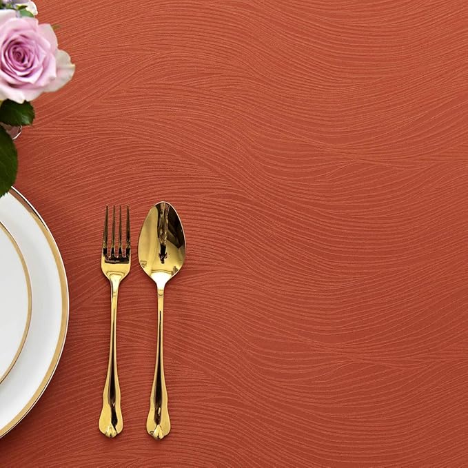 maxmill Square Tablecloth Swirl Design Water Resistance Antiwrinkle Soft Halloween Decorative Fabric Table Cloth for Fall Harvest Thanksgiving Parties Event Holiday Dinner, Square 60 x 60 Inch Rust
