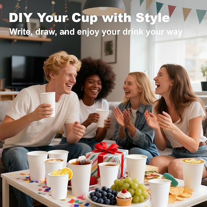 12 oz 1000 Pack Disposable Coffee Cups, Bulk White Disposable Paper Cups, Coffee Cups for Hot Tea, Chocolate and Cold Drinkse