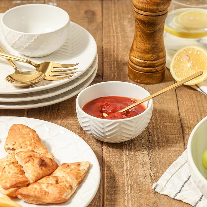 Sureasy Mini Ceramic Dipping Bowls – 4 oz, 3.5 Inch Small Bowls for Sauces & Side Dishes, Microwave & Dishwasher Safe, Set of 4, White