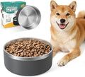 IKITCHEN Dog Bowl for Food and Water, 40 Oz Stainless Steel Pet Feeding Bowl, Durable Non-Skid Insulated Heavy Duty with Rubber Bottom for Medium Large Sized Dogs (40 Ounces/5 Cup, Grey)