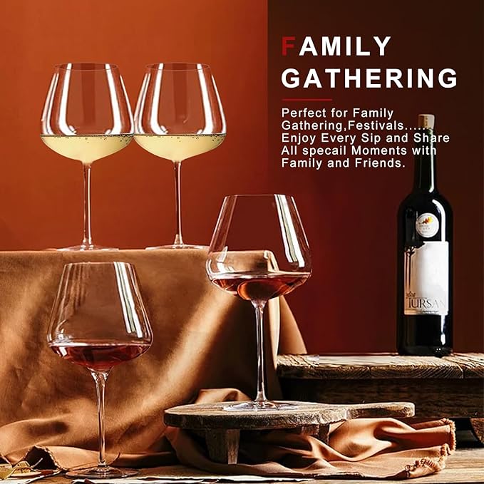 Super Large 30OZ Wine Glasses-Hand Blown Crystal Giant Wine Glasses, Big Burgundy Glasses Oversized, Red White Wine,Luxury, Elegant, Ideal Gift for Women,Men,Christmas,Anniversary,Birthday (Pack of 2)