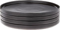 Stone Lain Coupe - Celina Stoneware Round Dinner Plates Set, 4-Piece, Black Matte
