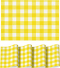 Artoid Mode Buffalo Plaid Vinyl Placemats Set of 4, 12x18 Inch Washable Non-Slip Heat Resistant Plastic Place Mats for Party Dining Table, Yellow/White