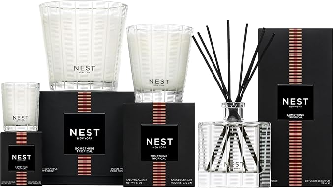 NEST New York Scented Classic Candle, Something Tropical - 8.1 oz - Up to 60-Hour Burn Time - Reusable Glass Vessel