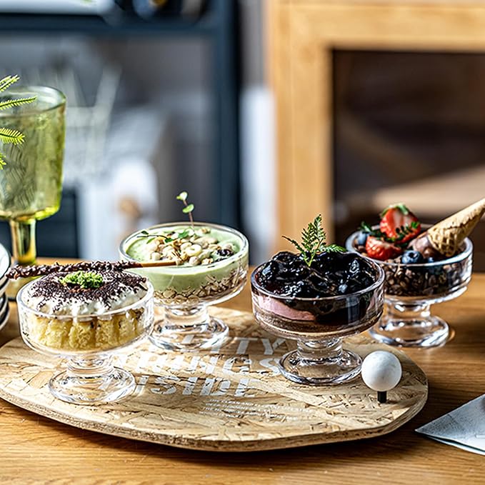 7oz Glass Ice Cream Bowls- Versatile Dessert Bowls & Cups for Mixed Drinks, Desserts, Nuts, Fruit, Pudding & Snacks- Perfect for Parties, Gatherings (8)