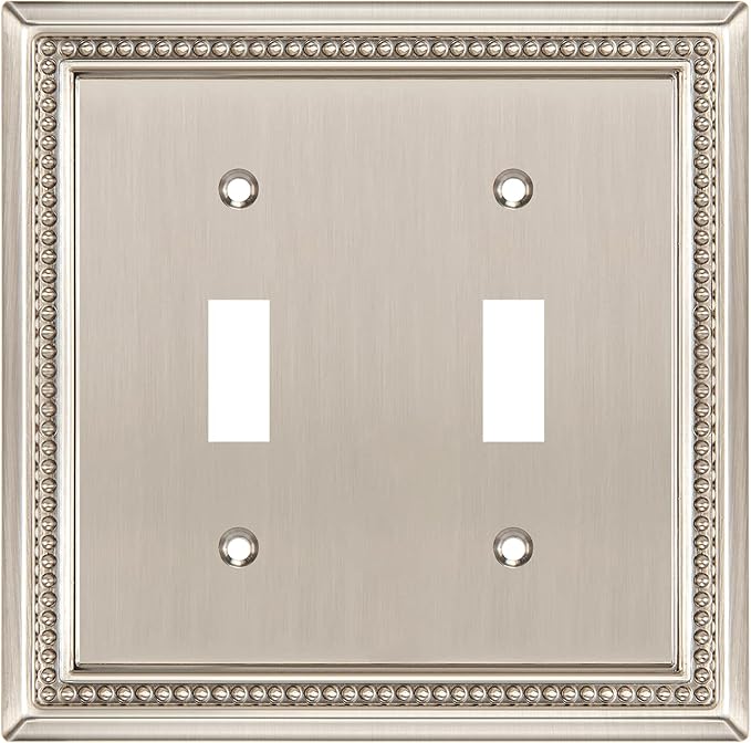Henne Bery Sunken Pearls Heavy Duty Decorative Wall Plate Switch Plate Outlet Cover (Double Toggle, Satin Nickel)