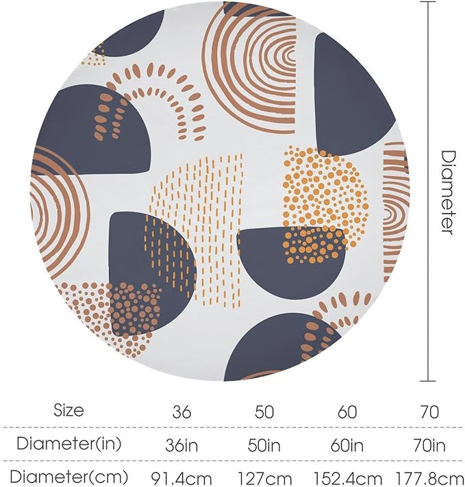 Abstract Modern Art Mid Century Round Tablecloth, Mid Century Rustic Boho Art Pattern Tablecloth for Home Party Dining Room Kitchen Decor 36Inch(90cm)
