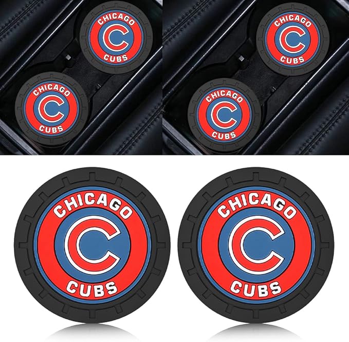Silicone Cubs Car Cup Holder Coasters,Baseball Fans Car Coasters for Chicago Cubs Fans, Non-Slip Universal Fit Cup Holder Insert