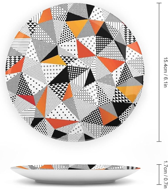 Decorative Plates, Abstract Decor Print Ornament, Fashionable Polygonal Artwork Panes Craft Projects, 6 Inch, Kitchen Wall Decor, Multy