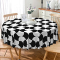Laeacco 24 Inch Geometric Round Tablecloth Black and White Abstract Pattern Modern Art Print Table Cloth Washable Waterproof Wrinkle Free Table Cover for Kitchen Dining Picnic Party Decoration