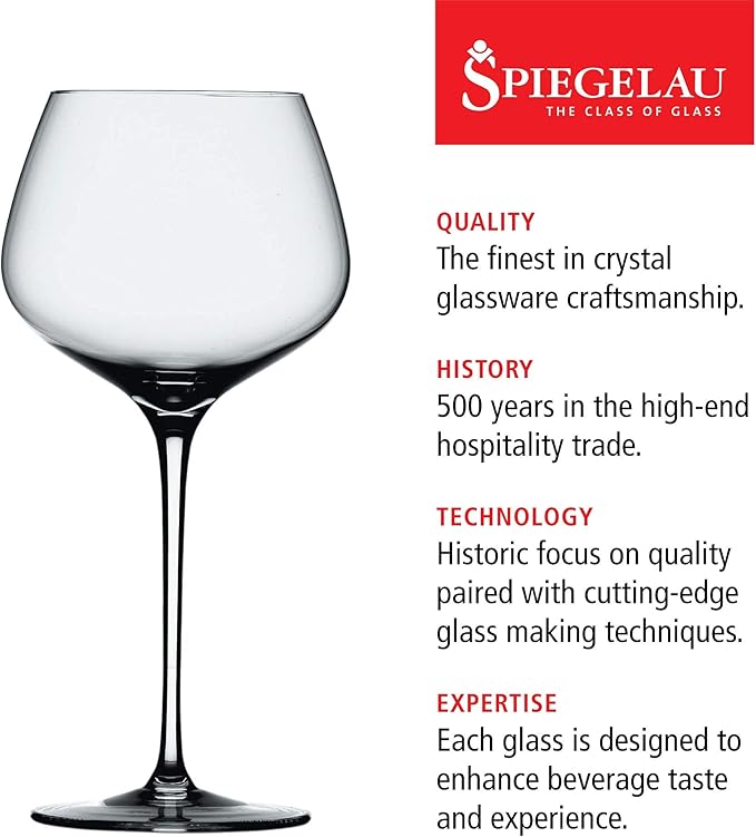 Spiegelau Willsberger Burgundy Wine Glasses, Crystal Clear Red Wine Glasses for Pinot Noir, Elegant Glassware, Wedding Gifts, Birthday Gifts for Women and Men, Home Bar Accessories, 25.6 oz, Set of 4