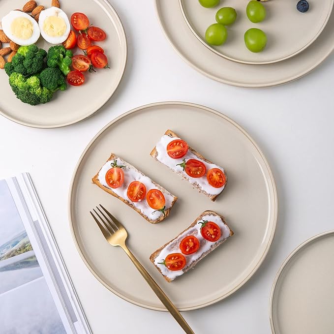 AmorArc Stoneware Dinnerware Sets for 4,Round Reactive Glaze Ceramic Plates and Bowls Set,Highly Scrath Resistant | Dishwasher & Microwave Safe Dishes Set,Service for 4 (12pc)