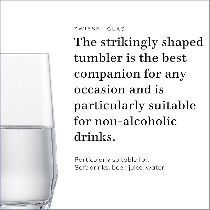 ZWIESEL GLAS Pure Tumbler (Set of 6), Drinking Glasses for Several Beverages, Dishwasher-Safe Machine-Made Tritan Crystal Glasses, Made in Germany (12 Ounce)
