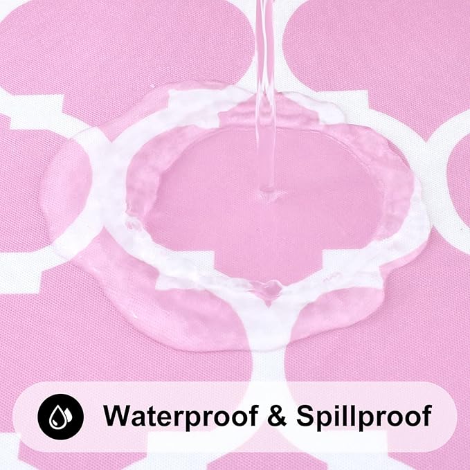 Smiry Rectangle Table Cloth, Waterproof Vinyl Tablecloth with Flannel Backing for Rectangle Tables, Wipeable Spillproof Plastic Tablecloths for Dining, Camping, Indoor and Outdoor, (60"x84", Pink)